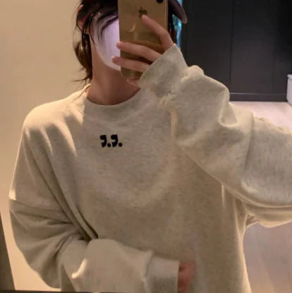 Loose Casual Long Sleeve Embroidered Pullover Sweater