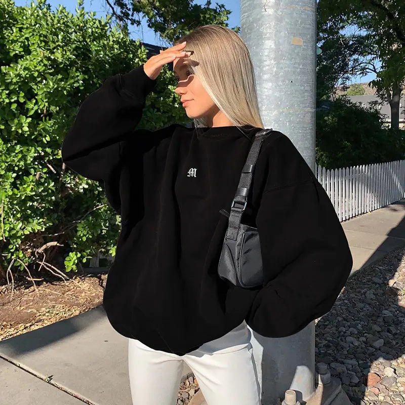 Loose Casual Long Sleeve Embroidered Pullover Sweater