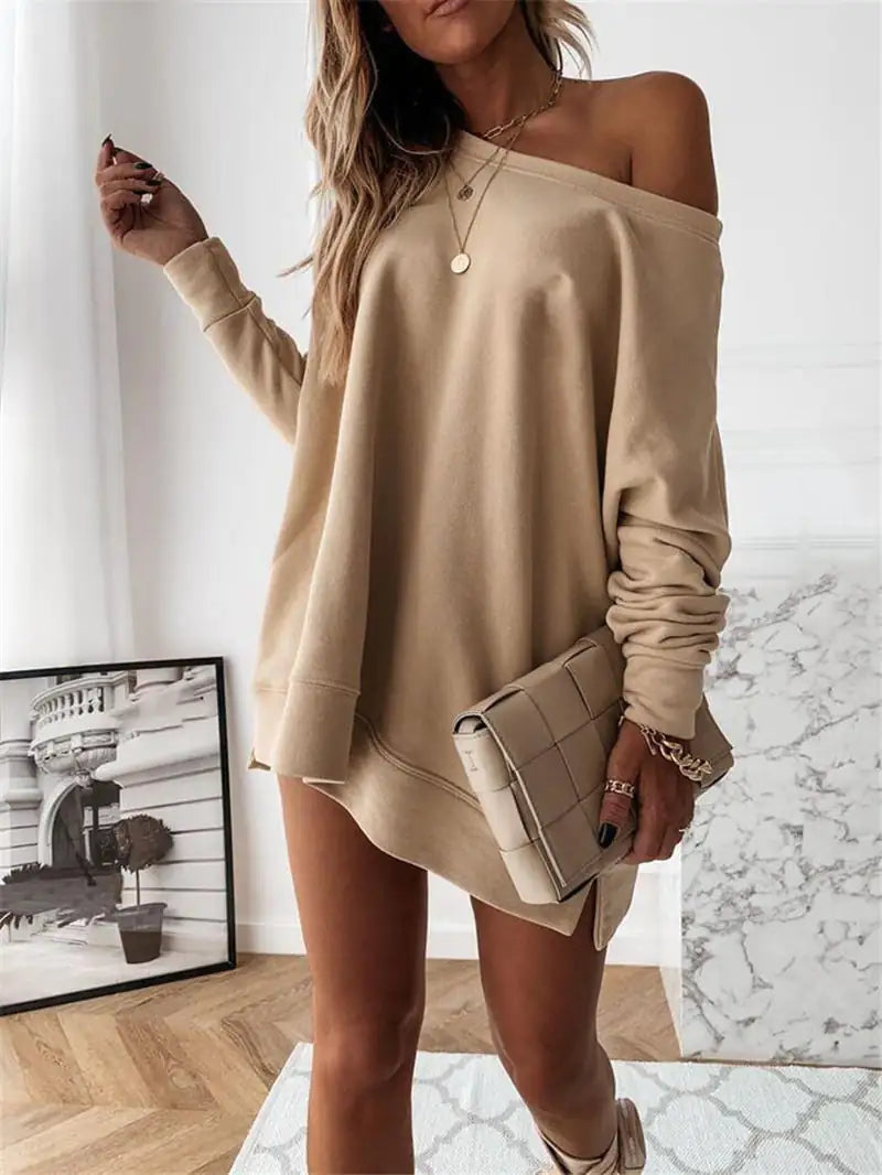 Solid Color Loose Long Sleeve Sweater