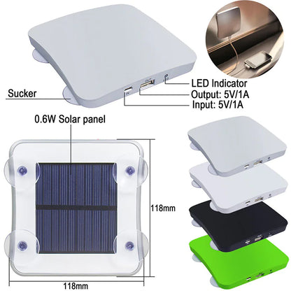 Solar-Powered Suction Cup Portable Charger (Power Bank)