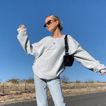 Loose Casual Long Sleeve Embroidered Pullover Sweater